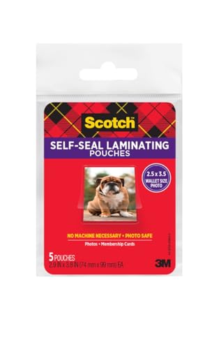 Scotch Self-Sealing Laminating Pouches Wallet Size, Glossy Finish - Single Pack