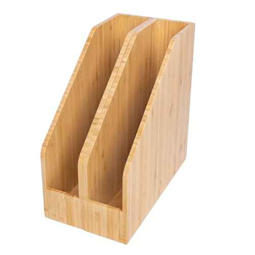 2 Pack Bamboo File Folder Holder Book Holder Frames Document Cabinet Rack Storage Organizer Small Magazine Shelf for Home £¬Office