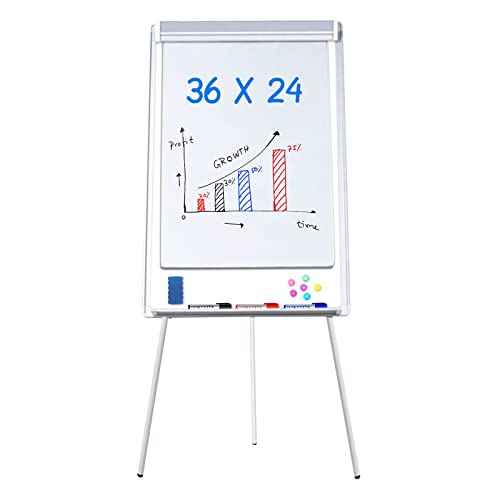 maxtek Easel White Board - Magnetic Tripod Whiteboard Portable Dry Erase Board 36 x 24 inches Flipchart Easel Board Height Adjustable, 3' x 2' Portable White Board