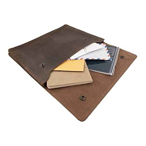 Document Folder Holder, Minimalist Flat Portfolio, Professional Case, Office & Work Essentials, Full Grain Leather and Sheepskin, Handmade, Bourbon Brown