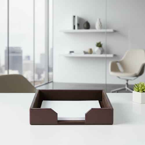 Dacasso Dark Brown Bonded Leather Luxury Letter Tray Holder - Paper Organizer for Desktop Office Essentials & Executive Desk Decor