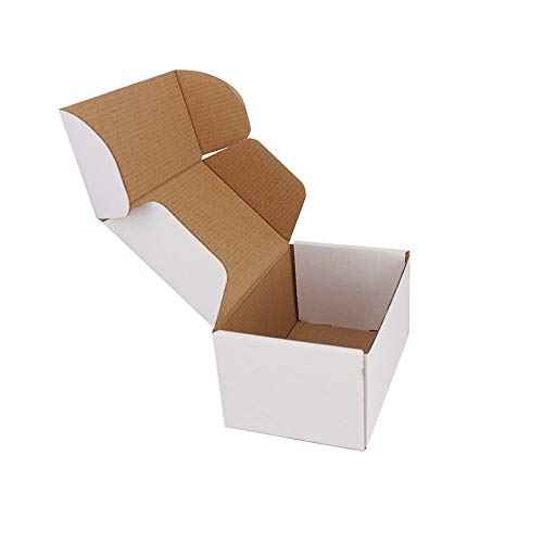 50 Pack 6x4x3 inch Corrugated Box Mailers- White Cardboard Shipping Box Corrugated Box Mailer Shipping Box For Mailer, Moving and Craft
