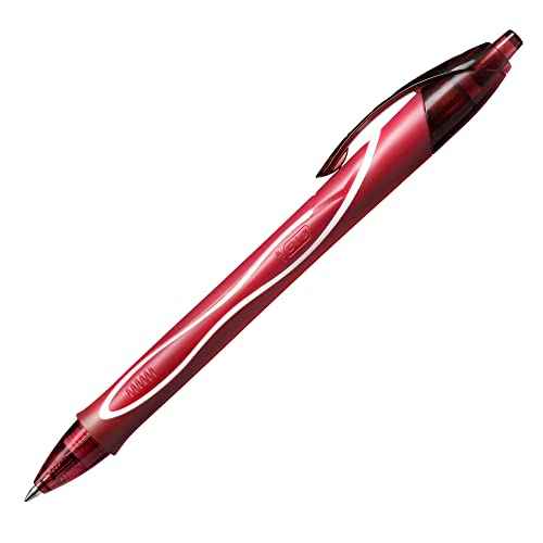 BIC Gel-ocity Quick Dry Gel Pen, Fine Point (0.5mm) - Box of 12 Red Gel Pens