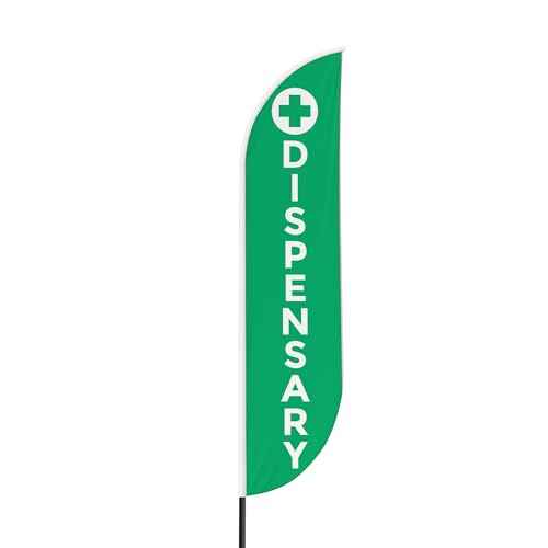 Dispensary Sign feather flag for Outdoor by Mavis Print | 11.5 FEET Long Polyester Outdoor Banner Flag | HD Print Swooper I Flag Only to Promote Medicine| Made in USA I Flag Only