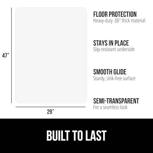 GORILLA GRIP Office Chair Mat for Hardwood Floors, 29x47 Smooth Glide Slip Resistant Under Desk Hard Wood Floor Protector, Stay in Place Plastic Computer Mats for Rolling Office Chairs, Clear