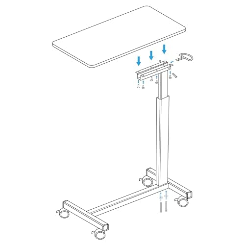 Hospital Bed Table on Wheels Adjustable Height 32–41.5 in, 31.5 x 15.5 in Walnut Brown - Skuehod