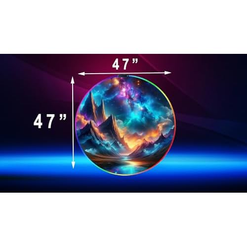 Gaming Chair Mat LED RGB Gaming Lights (Mountains 47¡±) - Noise Cancelling, Anti-Slip Gamer Floor Mat ? Scratch Resistant Computer Gaming Mat for Chair ? Office Chair Mat for Hardwood Floor