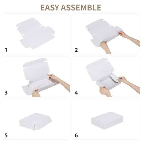 RLAVBL 9x6x2 Shipping Boxes Set of 50, White Corrugated Cardboard Box for Packing, Mailing, Business