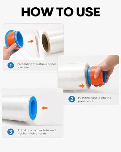 2 Pairs Stretch Wrap Dispenser with Shrink Handle, Plastic Hand Saver