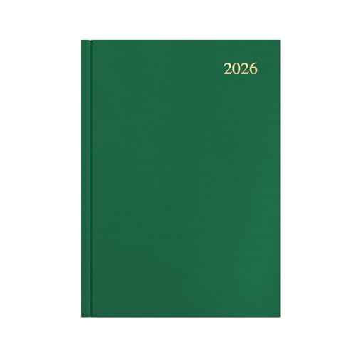 Collins - Essential - 2026 12 Month Calendar Year Planner, Day-To-Page Diary, A4 Hard Cover - Green (ESSA41.52-26)
