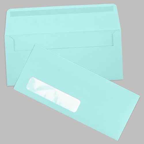 LUXPaper #10 Business Window Envelopes | 4 1/8" x 9 1/2" | Seafoam Blue | 80lb. Text | 250 Qty