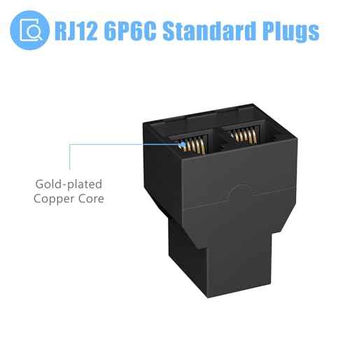 Phone Line Splitter for Landline, 30 Pack RJ12 6P6C Plug with 3Female Phone Jack Splitter 1 in 2 Out, Two Way Telephone Line Connector, Black