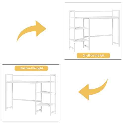 38.6" Book Shelf with 3 Tier Open Shelves Bookshelf and Desk Shelf to Combined for Computer Desks, Desk Hutch for Top of Desk, Bookcase for Dorm or Office, Adjustable Desktop Shelfs, White
