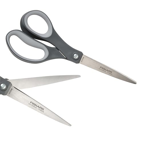 Fiskars 8¡± Left-Handed Titanium Scissors, SoftGrip Handle for Comfort, Durable Stainless Steel Blades for Home and Office Use