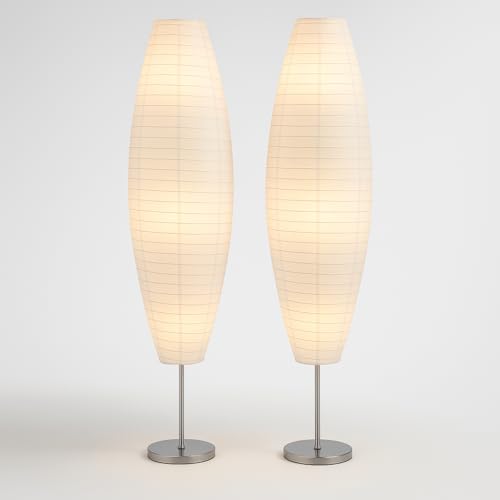 LIGHTACCENTS Diploma Paper Floor Lamp Set - Paper Lamps - Rice Paper Floor Lamps - Paper Floor Lamps for Living Room Fits in Modern Room Decor Perfect for Bedroom Decor - 59 Inches Tall (Set of 2)