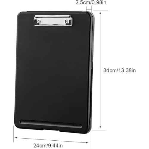 ZCZN Plastic A4 Form Storage Box Case, Clipboard Case, Bulk clipboard Set Suitable for School,Utility,Industrial Office, Medical Personnel,Black,6 Pack