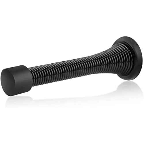 HOMOTEK 52 Pack Black Spring Door Stops,3-1/8" Heavy Duty Door Stop - Flexible Spring Door Stopper with Low Mounted Black Rubber Bumper Tips