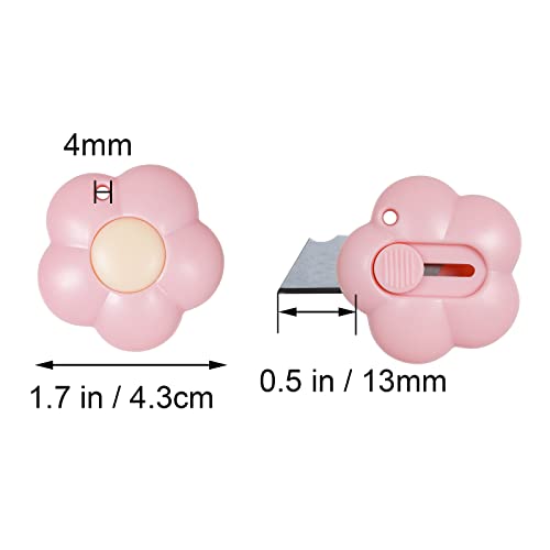 Mini Flower-Shaped Retractable Utility Knife Set with Keychain Hole - 3 Pack