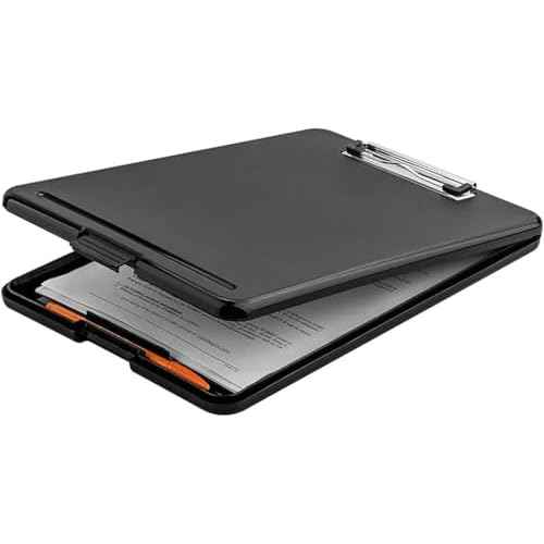ZCZN Plastic A4 Form Storage Box Case, Clipboard Case, Bulk clipboard Set Suitable for School,Utility,Industrial Office, Medical Personnel,Black,6 Pack