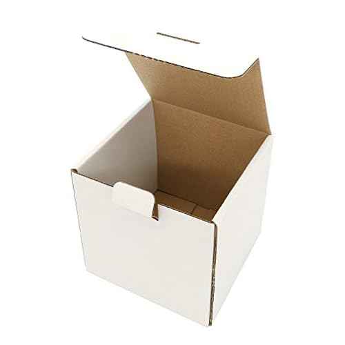 ROTCH 4x4x4'' Small Shipping Box, 50 Pack, Sturdy Corrugated Cardboard Mailer, White (M444-E-W)