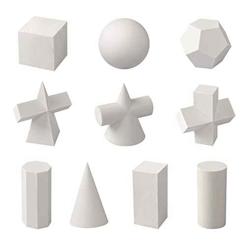 3D Gypsum Geometry Sketch Drawing Model Mini Art Crafts Geometry Mold 10 Pcs Resin Shapes Sketch Basic Form Learning Tools Home Decor Drawing Practice Sculpture Props, 1.2 Inch to 2 Inch