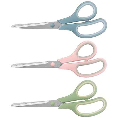 Scissors 8.5 Inch scissors all purpose Bulk Set of 3, Scissors for Office Home School Craft Supplies, Soft Comfort-Grip Right/Left Hand
