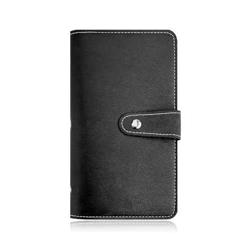 Credit Card Holder, Leather Business Card Organizer with 96 Card Slots, Professional Card Book Case for Cards and Important Documents to Prevent Loss or Damage (Black)