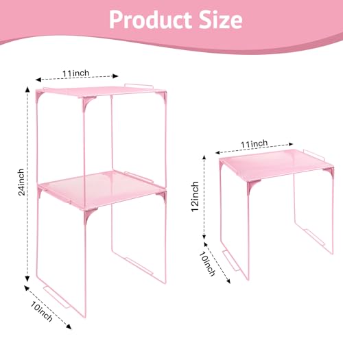 AUECOOME Light Pink Stackable Locker Organizer Shelf for School & Office - 1 Piece
