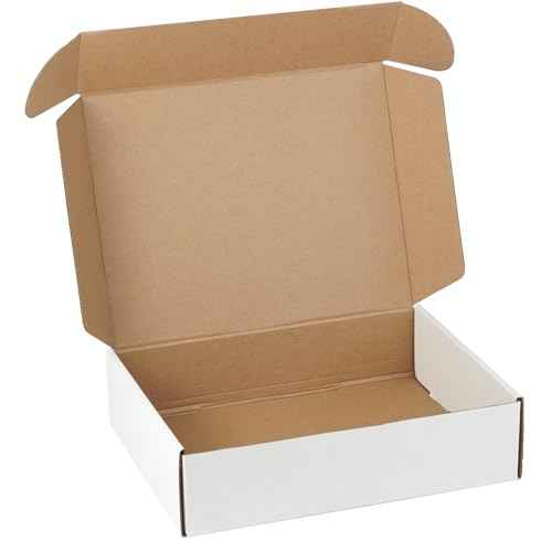 12"x9"x3" Shipping Boxes Set of 5, White Corrugated Cardboard Box Literature Mailer