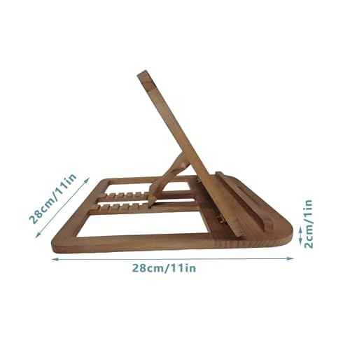 Wooden Laptop Stand for Desk & Wood - Style Laptop Stand, Foldable and Adjustable Ergonomic Notebook, Book, Phone & Tablet Stand, 6 - Gear Angle Adjustment, Cooling for 10-15.6 Inch