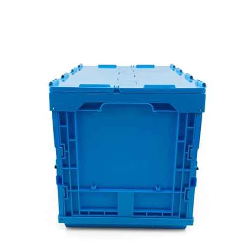 Collapsible 35 Liter Heavy Duty Storage Bin / Foldable & Stackable Utility Crate With Attached lockable Lid (2 PACK)