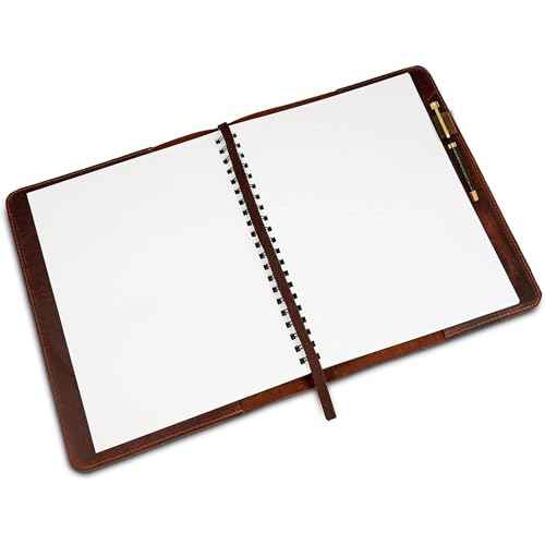 Heavy Duty Full Grain Leather Journal Cover (8.5 x 11 in.), Refillable Cahier XXL, Refillable Spiral Notebook (8.5 x 11 in.), Handmade Leather Journal Cover - Brown
