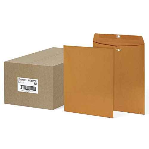 Columbian 9" x 12" Clasp Envelopes with Clasp Closure and Gummed Seal, 28 lb Kraft Paper, 250 per Box (COLO921)