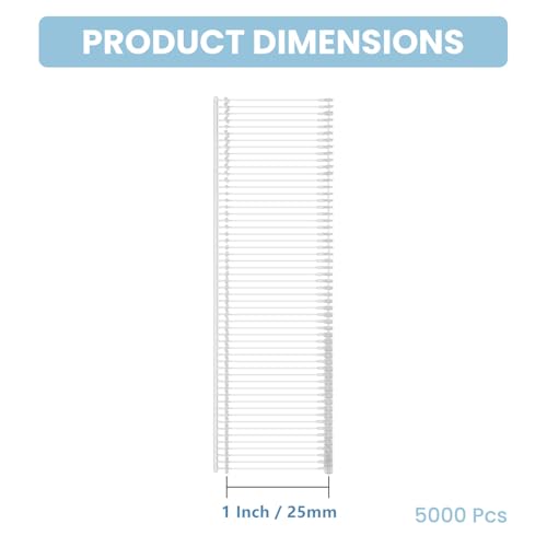 1 Inch Tag Gun Fasteners, 5000 pcs - Lakkeoi, Jam-Free Plastic Tag Attachments