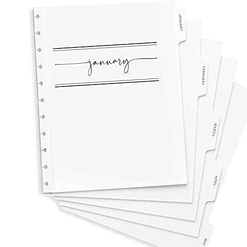 BetterNote 2026 Monthly Calendar Refill with Tabbed Dividers for Discbound Notebooks, Index Tabs, Disc, Pages Fit Happy Planner, Circa Levenger, Arc, TUL, IWP, Talia (Modern, 11-Disc, 8.5"x11")