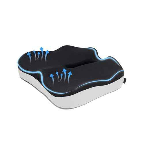 CXC Premium Seat Cushion: Orthopedic Memory Foam for Long Sitting - Tailbone Pain Relief | Extra Large Cooling Gel Chair Cushion for Office, Car, Wheelchair, Gaming | Desk Chair Comfort Ergonomic Pad