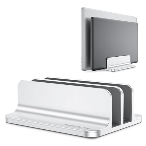 OMOTON Dual Vertical Laptop Stand Holder Silver for MacBook & More