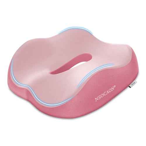 Ergonomic Memory Foam Seat Cushion - Suitable for Office Chairs, car Seats, and wheelchairs. Relieves Tailbone and Hip Pain. Durable and Comfortable.-Double Pink