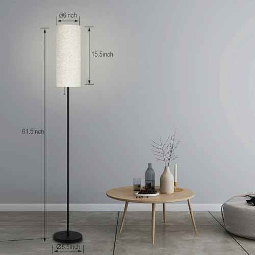 Floor Lamp for Living Room, Modern Standing Lamps with Lampshade, Minimalist Tall Lamp with Chain Switch for Living Room, LED Bulb Included (Beige Shade-Remote Bulb)