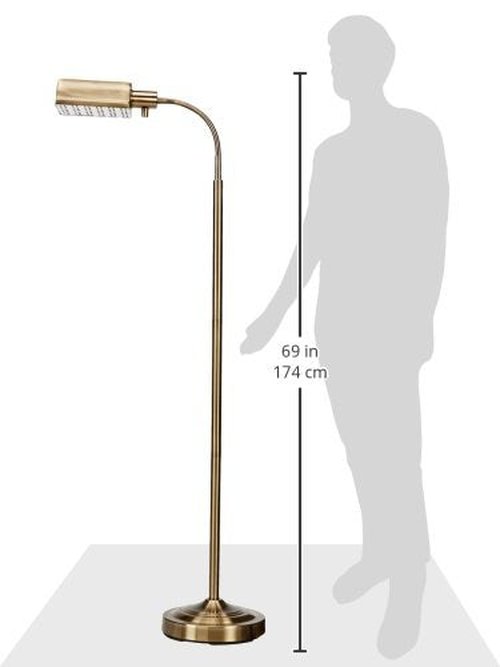 daylight24 Natural Daylight Battery Operated Cordless Floor Lamp, Antique Brass