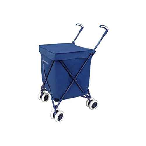 The Original VersaCart Transit Folding Shopping and Utility Cart, Water-Resistant Heavy-Duty Canvas with Cover, Double Front Swivel Wheels, Compact Folding, Transport Up To 120 Pounds, Signature Blue