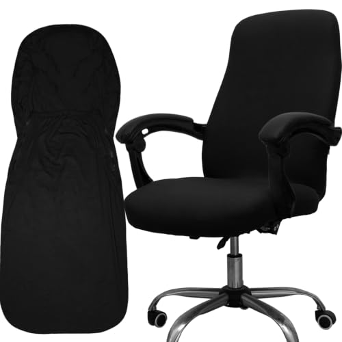 Melaluxe Universal Stretch Office Chair Cover - Black, Large (Chair Cover Only)