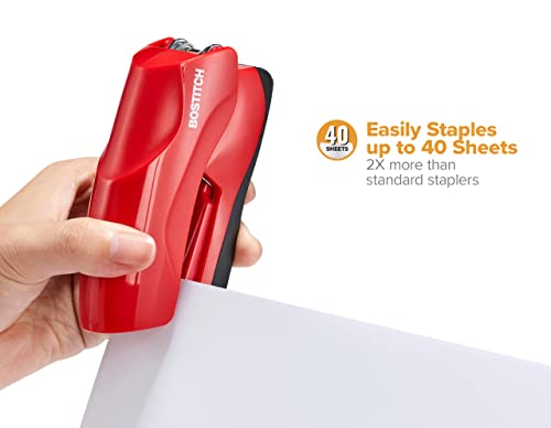 Bostitch Heavy Duty 40-Sheet Stapler with 1250 Staples & Staple Remover, Red