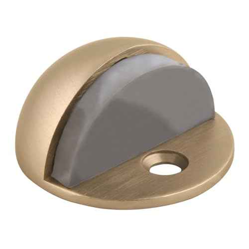 Dome Door Stop Wall Protectors with Rubber Stopper ? Satin Brass Floor Mounted Door Stoppers 10-Pack ? Design House, 188367