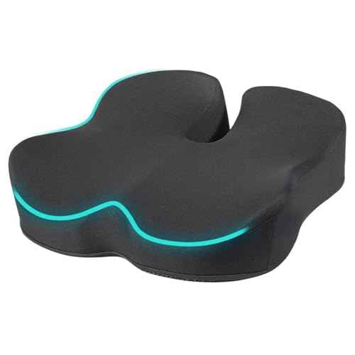 Seat Cushion, Extra Large Memory Foam Seat Cushion for Office Chair, Car Seat, Airplane, Relieving Hip Pressure, Coccyx and Sciatica Pain for Long Sitting (Black)