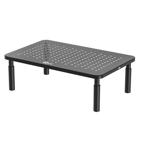 WALI Adjustable Monitor Stand for Desk - Black Metal 14 in, Supports 44 lbs