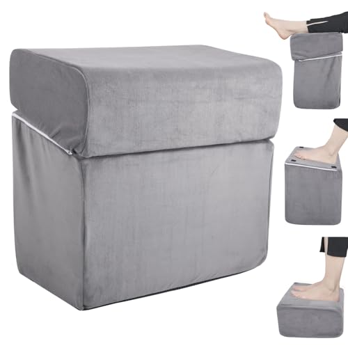 Adjustable Foot Rest Under Desk, Ergonomic Foot Support Cushion, Under Desk Ottoman with Washable Cover, Anti-Slip Design, Ideal for Office, Work, and Home Use (Gray)