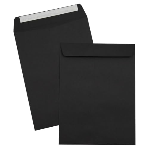 LUXPaper 9 x 12 Black Open End Envelopes 50 Pack Peel & Press Self-Seal