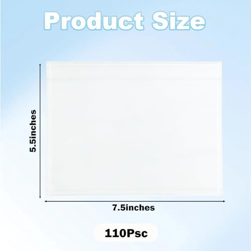 110 Pack Waterproof Shipping Label Sleeves, 7.5x5.5 Inch Packing Slip Envelopes