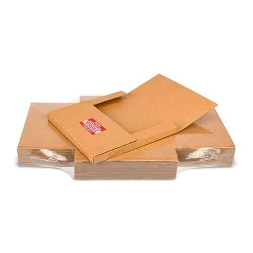 Vinyl Record Mailers, 12.8"L x 12.8"W x 1"D Kraft Corrugated Cardboard LP Shipping Boxes for Mailing Packaging Moving Storage, with Fragile Stickers, Brown, 15 Pack